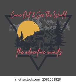 Hand drawn Inspiration and Motivation Typography for t-shirt print. Stay Wild. Travel, adventure, freedom poster with camp, tent, bear and mountains.