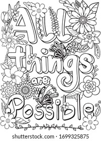 Hand Drawn Inspiration Word All Things Stock Vector (Royalty Free ...