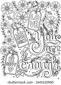 Hand Drawn Inspiration Word You Enough Stock Vector (Royalty Free ...