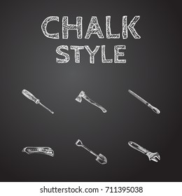 Hand Drawn Instruments Sketches Set. Collection Of Utility, Chisel, Hatchet And Other Sketch Elements.