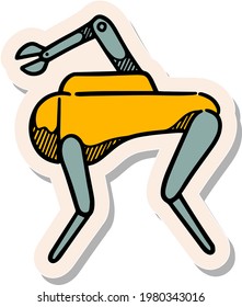 Icono de robot animal de inteligencia dibujado a mano en ilustración vectorial de estilo pegatina