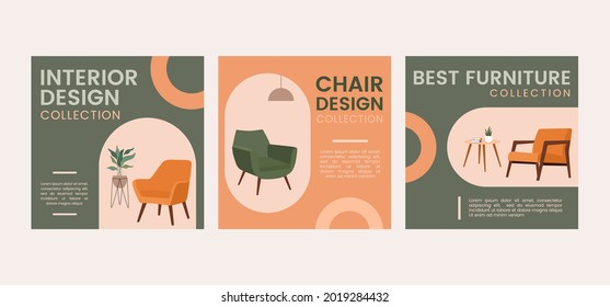 Dibujo manual de diseño interior plantilla de volante cuadrado informativo material vectorial