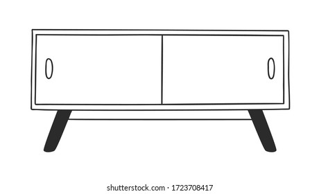 Handgezeichnete Innenausstattung, weißer Hintergrund.Vektor-Gemütliches Line-Illustration. Kreative Kunstwerke. Ziehmöbel