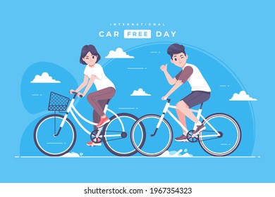 hand drawn international car free day illustration background
