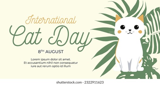 Hand drawn international cat day horizontal banner template