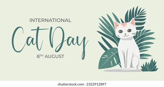 Hand drawn international cat day horizontal banner template