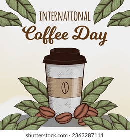 hand drawn International Coffee Day illustration design