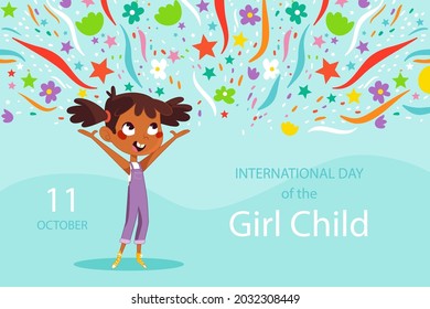 Hand Drawn International Day Of The Girl Child Background Vector Illustration.