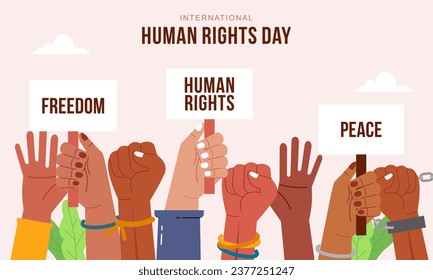 Hand Drawn International Human Rights Day Background with Hands
