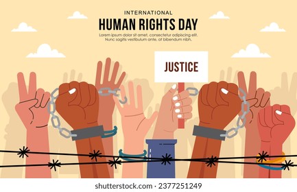 Hand Drawn International Human Rights Day Background with Hands