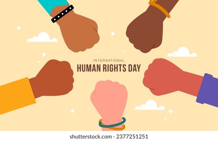 Hand Drawn International Human Rights Day Background with Hands