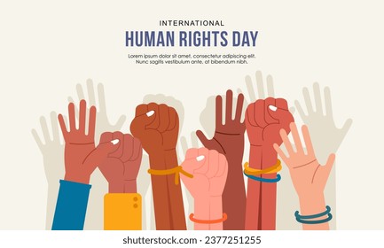 Hand Drawn International Human Rights Day Background with Hands