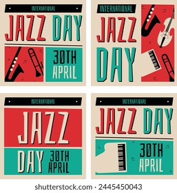 Hand drawn international jazz day illustration instagram posts