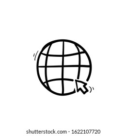 hand drawn Internet. go to website symbol vector icon illustration doodle