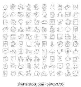 hand drawn internet of things concept icons