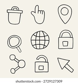 ilustração de ícone da web desenhado à mão