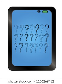 Hand drawn interrogation icons or sketch ask questions isolated on background plate. doodle questions marks set. Vector illustration.