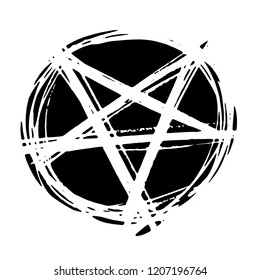 Hand Drawn inverted pentagram, negative shape