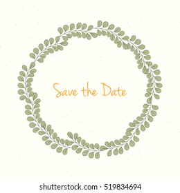 Hand drawn invitation card. Vector illustration of retro wreath on light background can be used for invitation, banner template, card, flyer, sale, website, menu, cover