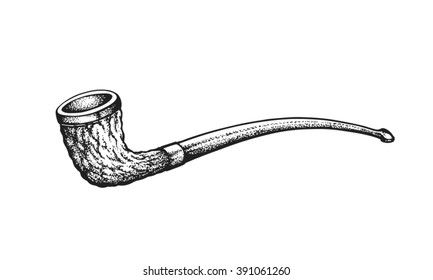 Hand drawn Irish smoking pipe. Saint Patricks Day. Vector illustration
