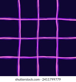 Hand Drawn Irregular Geometric Pattern with doodle freehand grid. Unique blue, pink, red, purple, violet brush shapes and borders. y2k grunge Simple Design Element, Vector Illustration Grid 