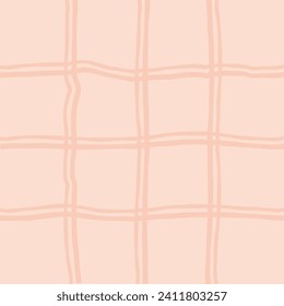 Hand Drawn Irregular Geometric Pattern with doodle freehand grid. Unique pink, beige brush shapes and borders. y2k grunge Simple Design Element, Vector Illustration Grid 