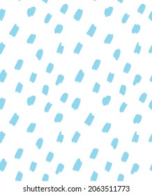 Hand Drawn Irregular Geometric Seamless Vector Patterns with Light Blue Brush Spots Isolated on a White Background. Abstract Doodle Print ideal for Fabric, Textile, Wrapping Paper.