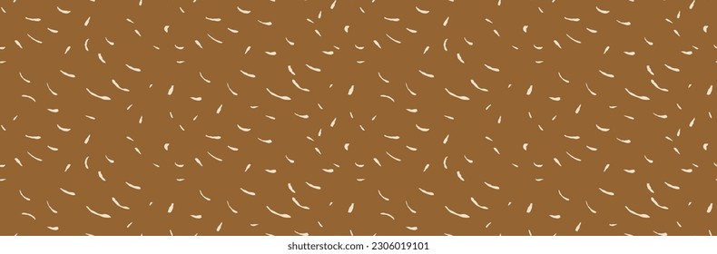 Hand Drawn Irregular Geometric Seamless Vector Pattern. Light Beige Lines and Dabs Isolated on a Chocolate Brown Background. Simple Messy Abstract Repeatable Design. 