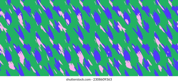 Patrón de vectores sin soldadura geométrico irregular dibujado a mano. Los puntos rojos y azules libres aislados en un fondo verde. Diseño Repetible De Doodles Abstractos De Estilo Infantil Simple. Colores Vibrantes Rgb.