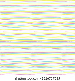 Hand drawn irregular strips in pink, yellow and turquoise on white. Can be used for fashion and home decor graphics such as textile and wallpaper all-over print, for wrapping, covering and decoration