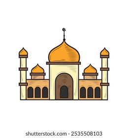 Desenhado à Mão Islã Religião Ilustração Colorido - Mesquita 01