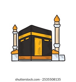 Desenhado à Mão Islã Religião Ilustração Colorido - Kaaba 02