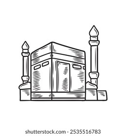 Desenhado à Mão Islã Religião Ilustração Incolor - Kaaba 02