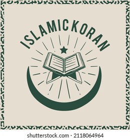 Handgezeichnetes islamisches Koran-Logo im Vintage-Stil
