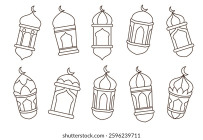 Hand drawn islamic lantern ramadan element collection
