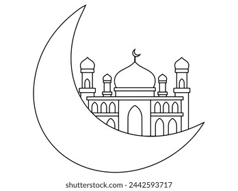 Ilustración de mezquita islámica dibujada a mano