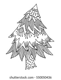 Hand drawn isolated abstract Christmas Tree