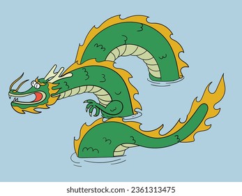 Hand drawn isolated abstract Dragon Chinese oriental. 2024 new year