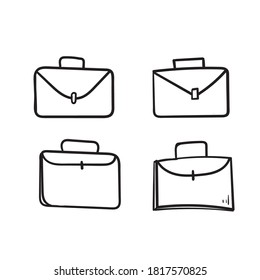 Hand drawn isolated briefcase doodle icons, vector illustrations