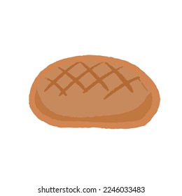 Hand drawn isolated bun bread, cute melon pan. Vector illustration.