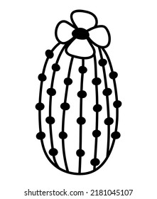 Hand drawn isolated cactus with flower. Vector doodle cactus icon illustration clipart