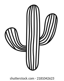 Hand drawn isolated cactus. Vector doodle cactus icon illustration clipart