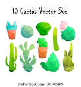 Hand Drawn Isolated Cactuses Set. Cactus in vintage style for textiles, print and etching. Line-art. Vector