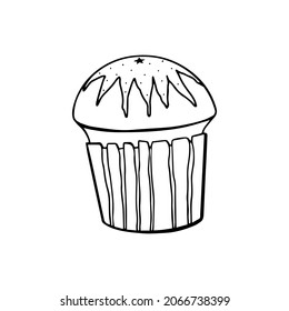 Elementos de pastel aislados dibujados a mano sobre fondo blanco para el diseño decorativo. Ilustración del vector