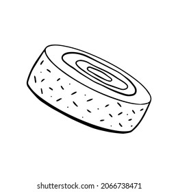 Hand drawn isolated cake element on white background for decorative design. Vector illustration