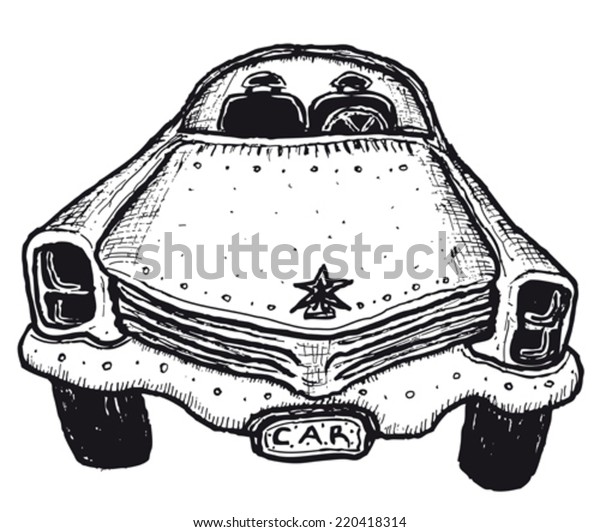 Hand drawn isolated car/ Illustration of a doodle\
hand drawn isolated car