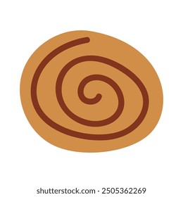 Hand Drawn Isolated Cinnamon Roll Icon Sweet Baked Goods Design for Menu, Bakery Logo or Recipe Card.