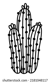 Hand Drawn Isolated Cute Outline Cactus. Vector Doodle Cactus Icon Illustration Clipart