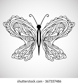 Hand drawn isolated doodle butterfly 