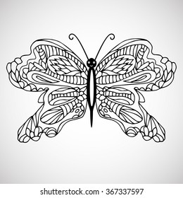 Hand drawn isolated doodle butterfly 